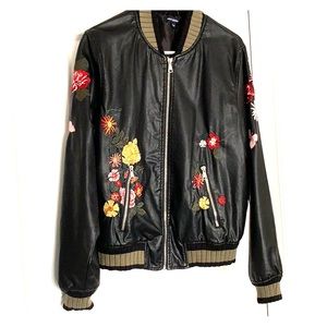 Floral Faux Leather Jacket